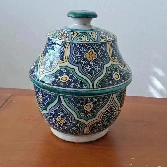 Bowl LIDDED MOORISH HAND MADE DECORATIVE COLLECTIBLE VINTAGE - Picture 5 of 7